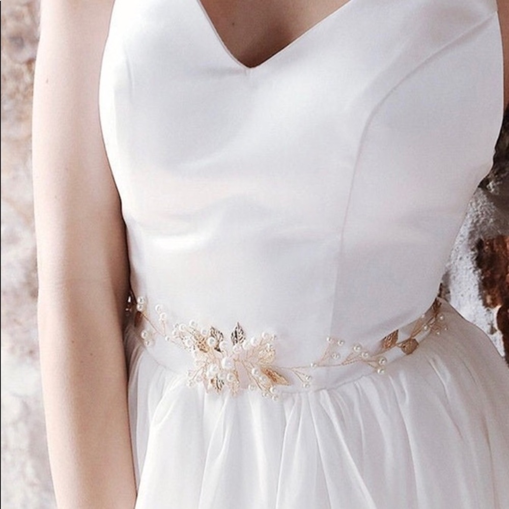 Gold Pearl Wedding Belt Hair Vine